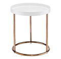 White Mid-Century Side Table with Copper Legs A71404
