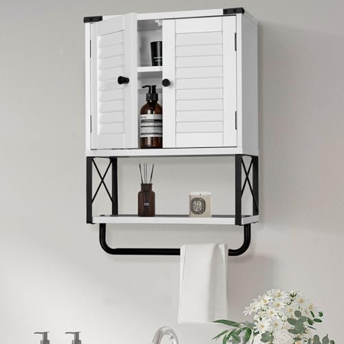 White Wall Mounted Medicine Cabinet with Towel Bar K245