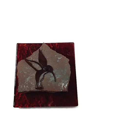 Ruby Red Glass & Granite Hummingbird Wall Hanging G439663