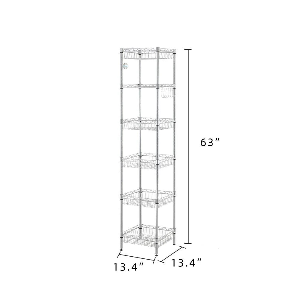 6 Tier Wire Storage Shelving Rack 265lbs Capacity I404159