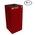Scarlet Steel Recycling Receptacle, 32 gal, Set of 3 F856103