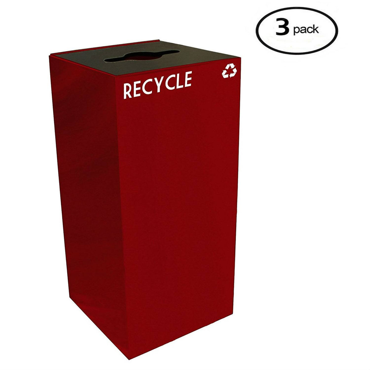 Scarlet Steel Recycling Receptacle, 32 gal, Set of 3 F856103