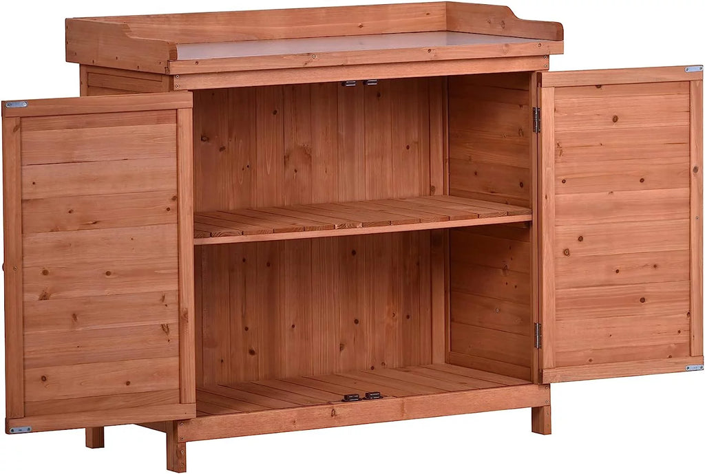 Waterproof Wooden Outdoor Storage Shed with Floor and Shelves B8156