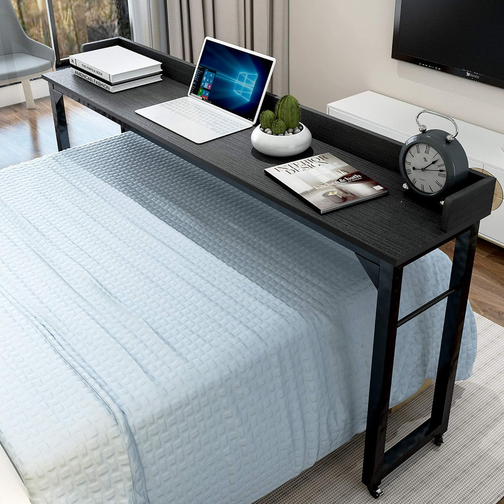 Overbed Table with 4 Wheels for Full/Queen Size Bed Frame W68127