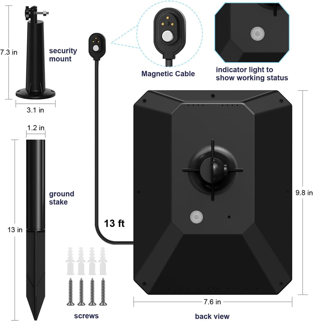 Waterproof Solar Battery Charger for Arlo Cam with Adjustable Wall Mount Bracket Ground Stake V326