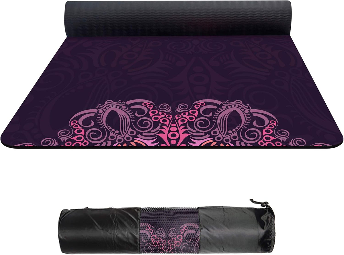 Suede TPE Yoga Mat with Carrying Bag, 72x32 Extra Thick 8MM H799