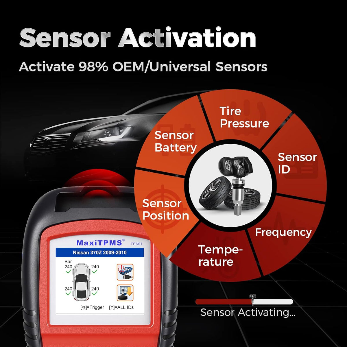 TPMS Relearn Tool with Tire Pressure Sensor Reset S3865