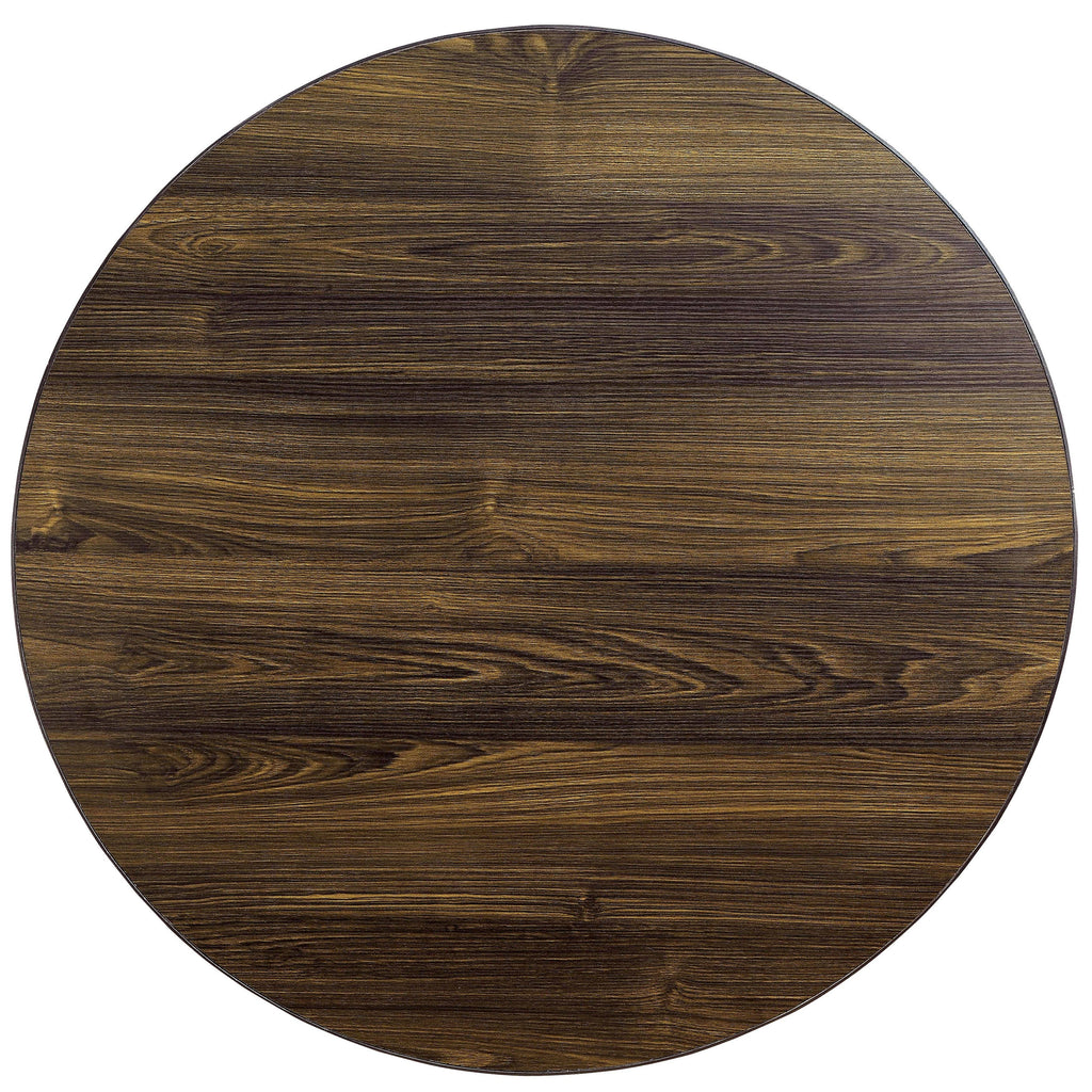 Walnut-Finished Wood/Veneer 48-Inch Round Industrial Dining Table R323