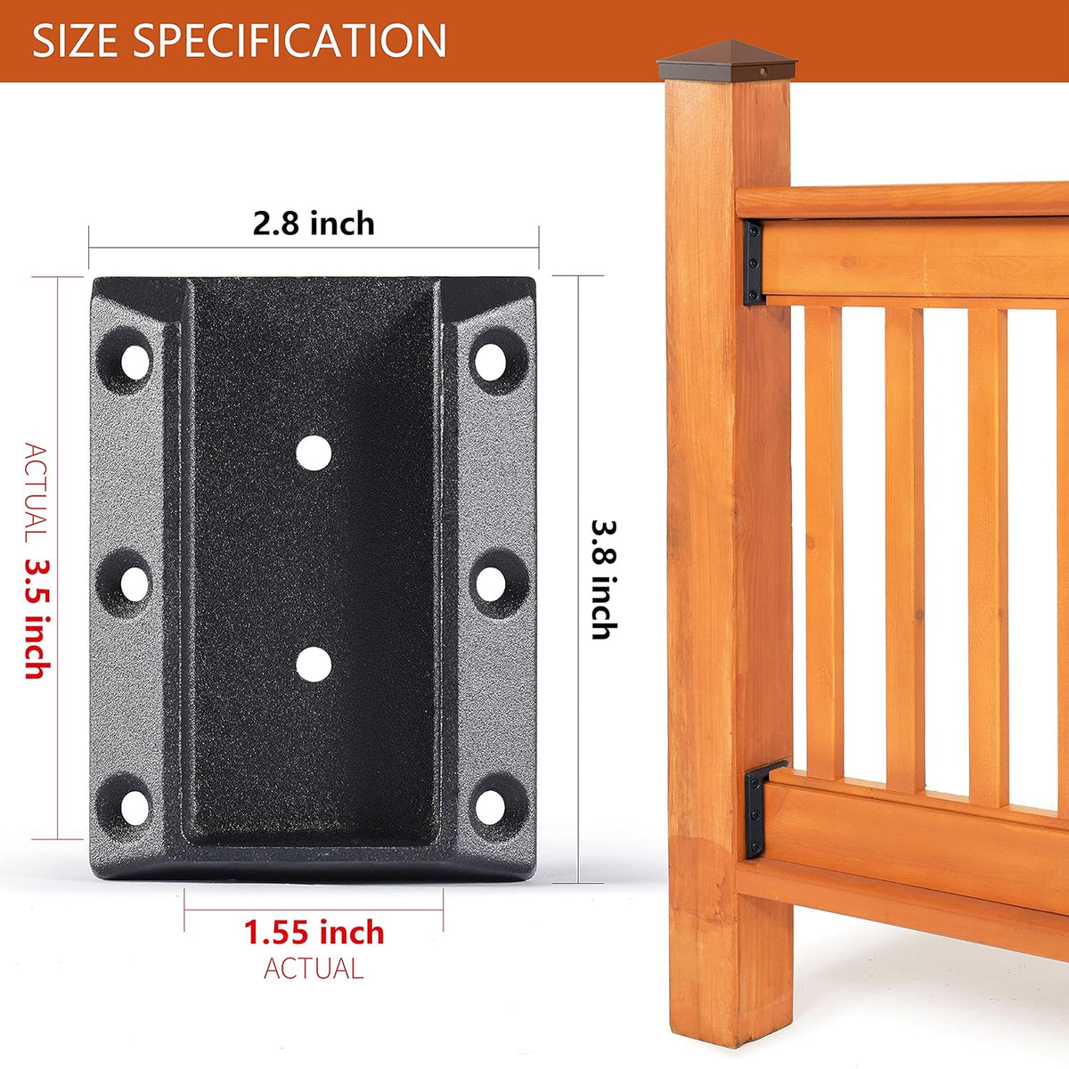 304 Stainless Steel Deck Railing Brackets for 2'' x4'' Wood Post (8pcs) R254412