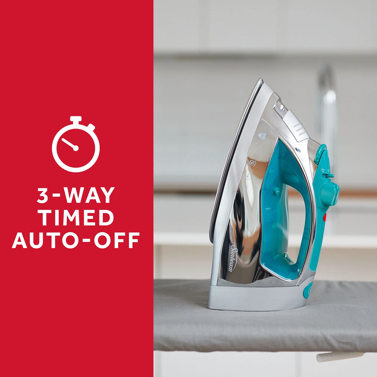 Chrome and Teal Finish Steam Iron with Retractable Cord P2825