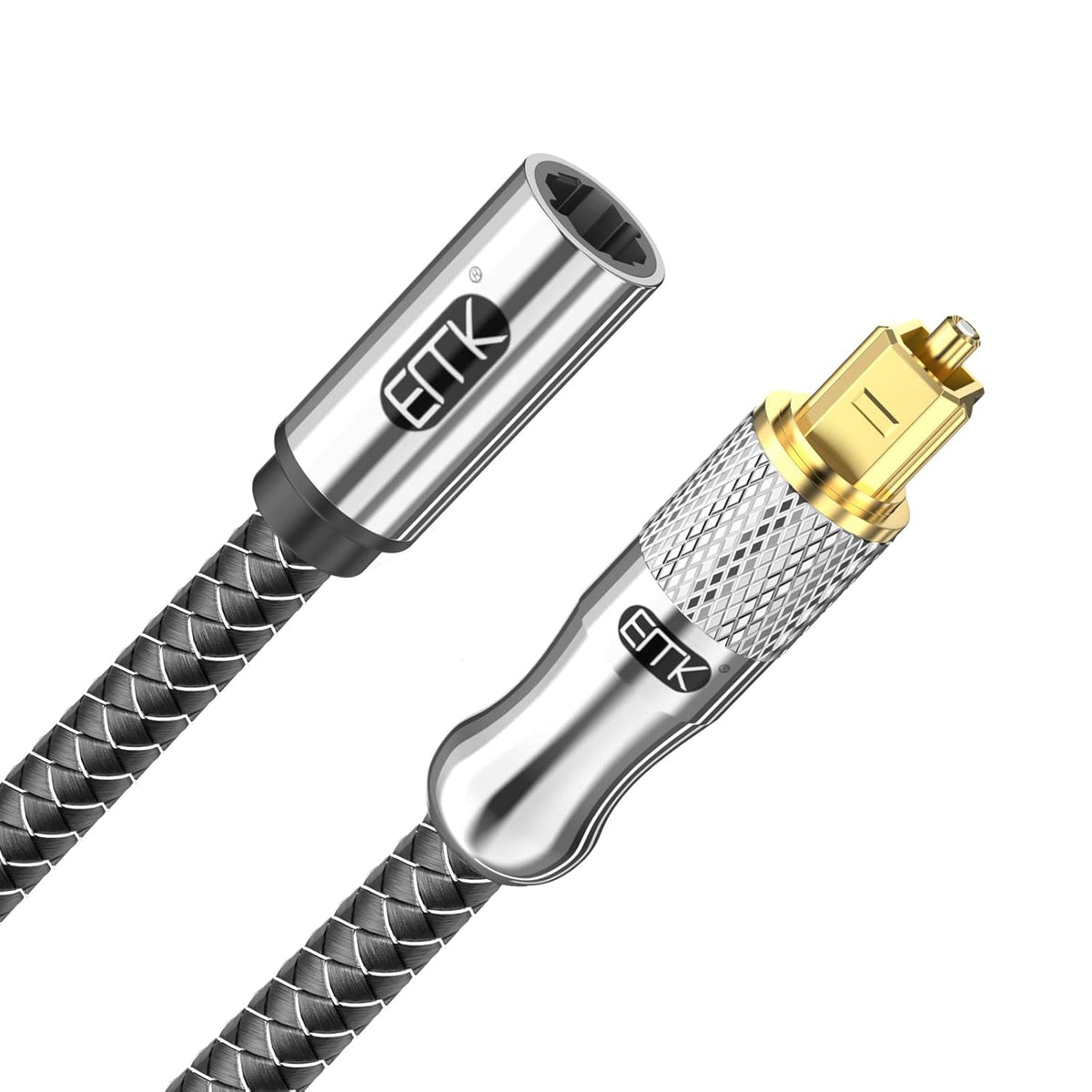 90 Degree Nylon Braided Optical Cable (6 Feet/2M, Black) L2756