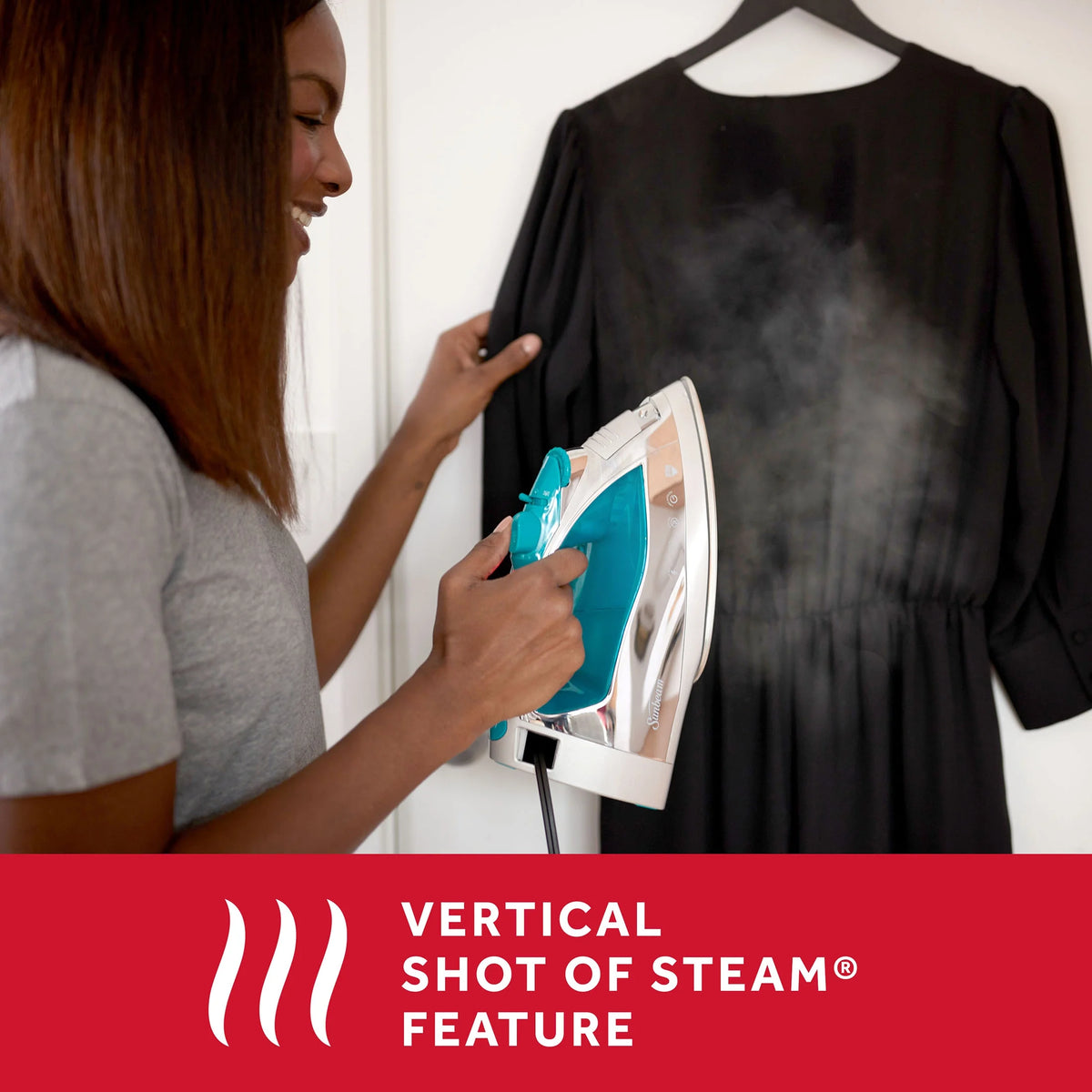 Chrome and Teal Finish Steam Iron with Retractable Cord P2825