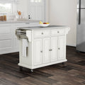 White Finish Stainless Steel Top Kitchen Cart and Island L33305