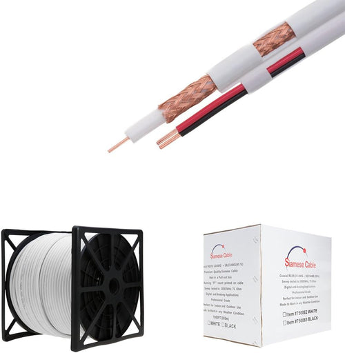 1000FT Black RG59/U Siamese CCTV Video Cable with Power Q1992