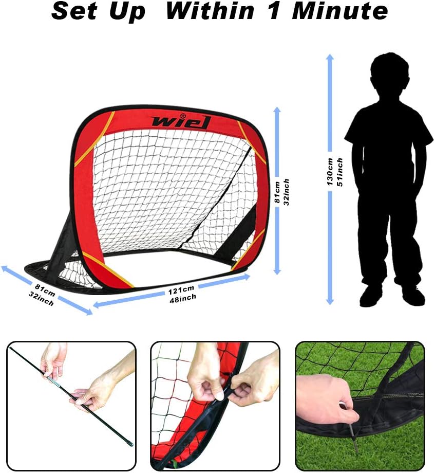 Red/Black Pop Up Soccer Goal Set with Carry Bag Y887