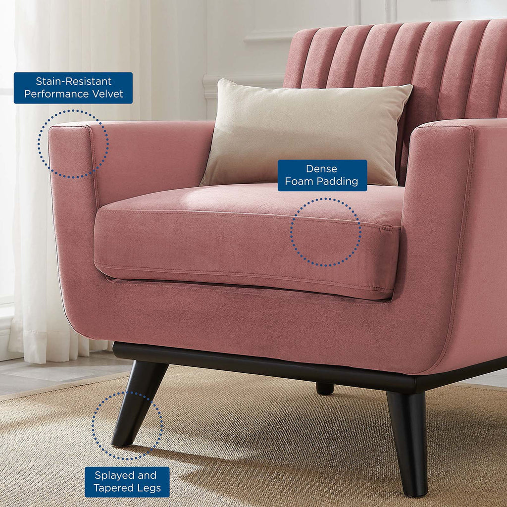 Dusty Rose Channel Tufted Performance Velvet Armchair Z71600