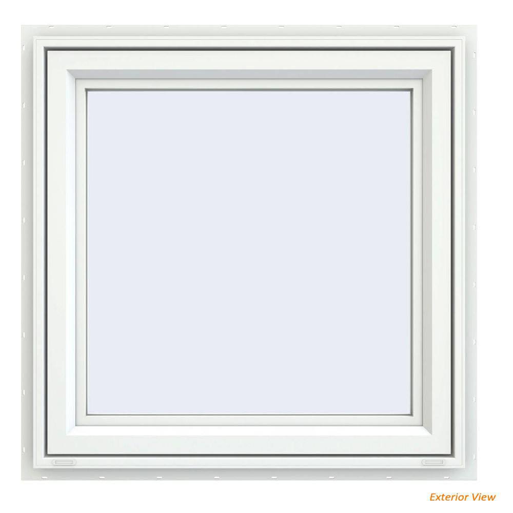 White Vinyl Casement Window with Screen L5562