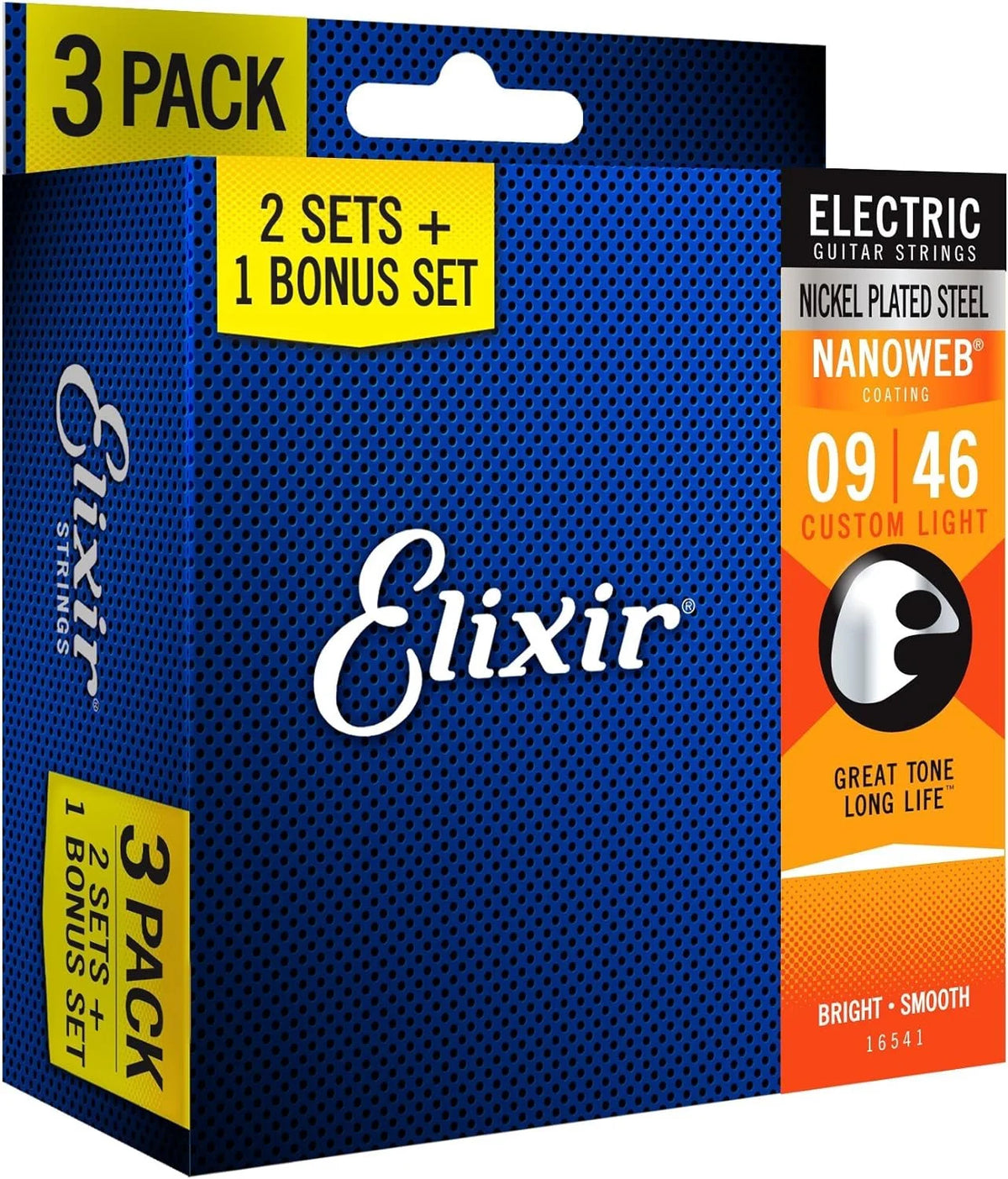 Set of 3 Nickel Plated Steel Electric Guitar Strings B845017