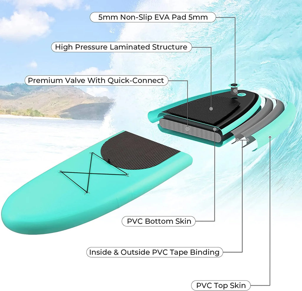 10FT Inflatable Stand Up Paddle Board Non-Slip O3707