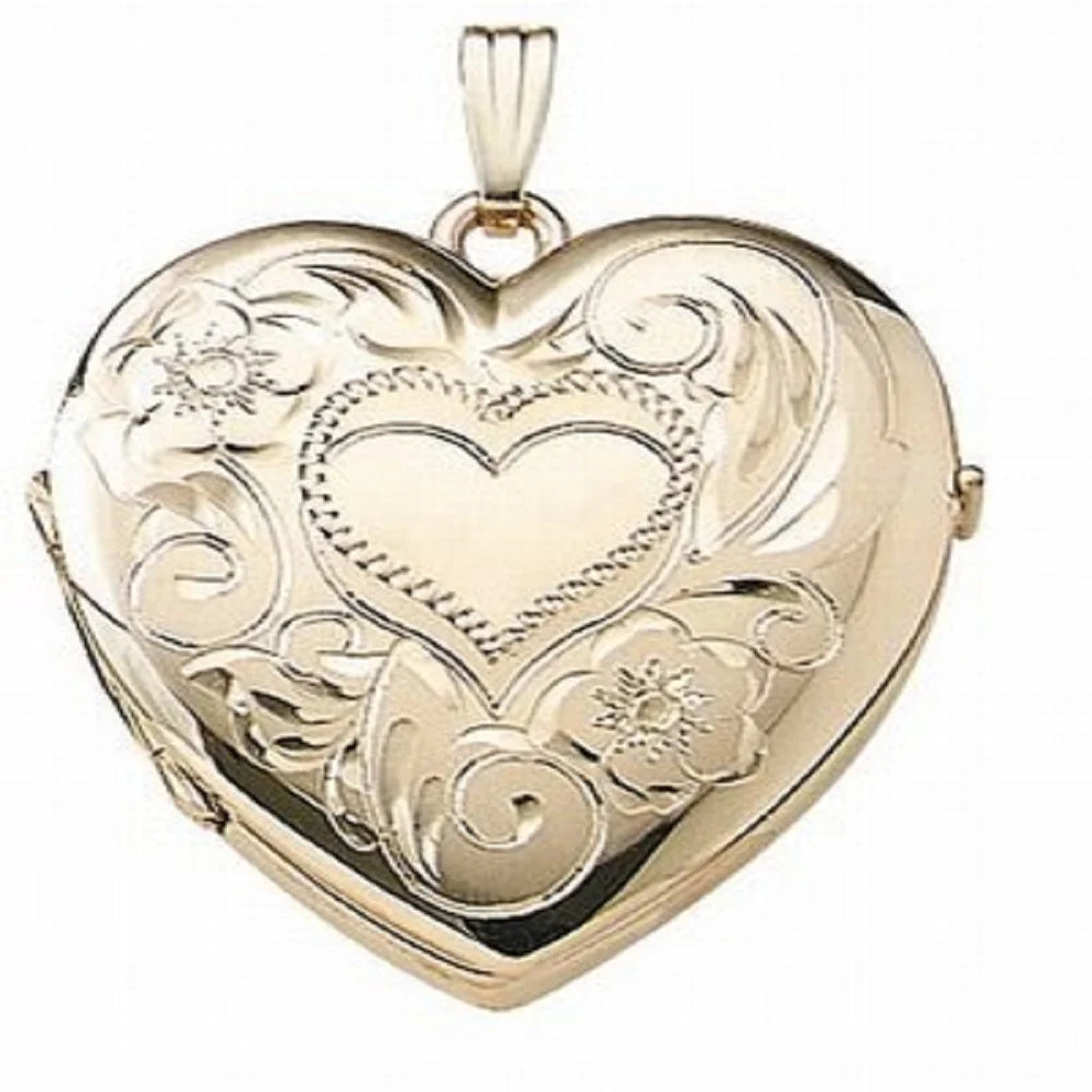 Solid 14K Yellow Gold Four Photo Locket Necklace Pendants V37252