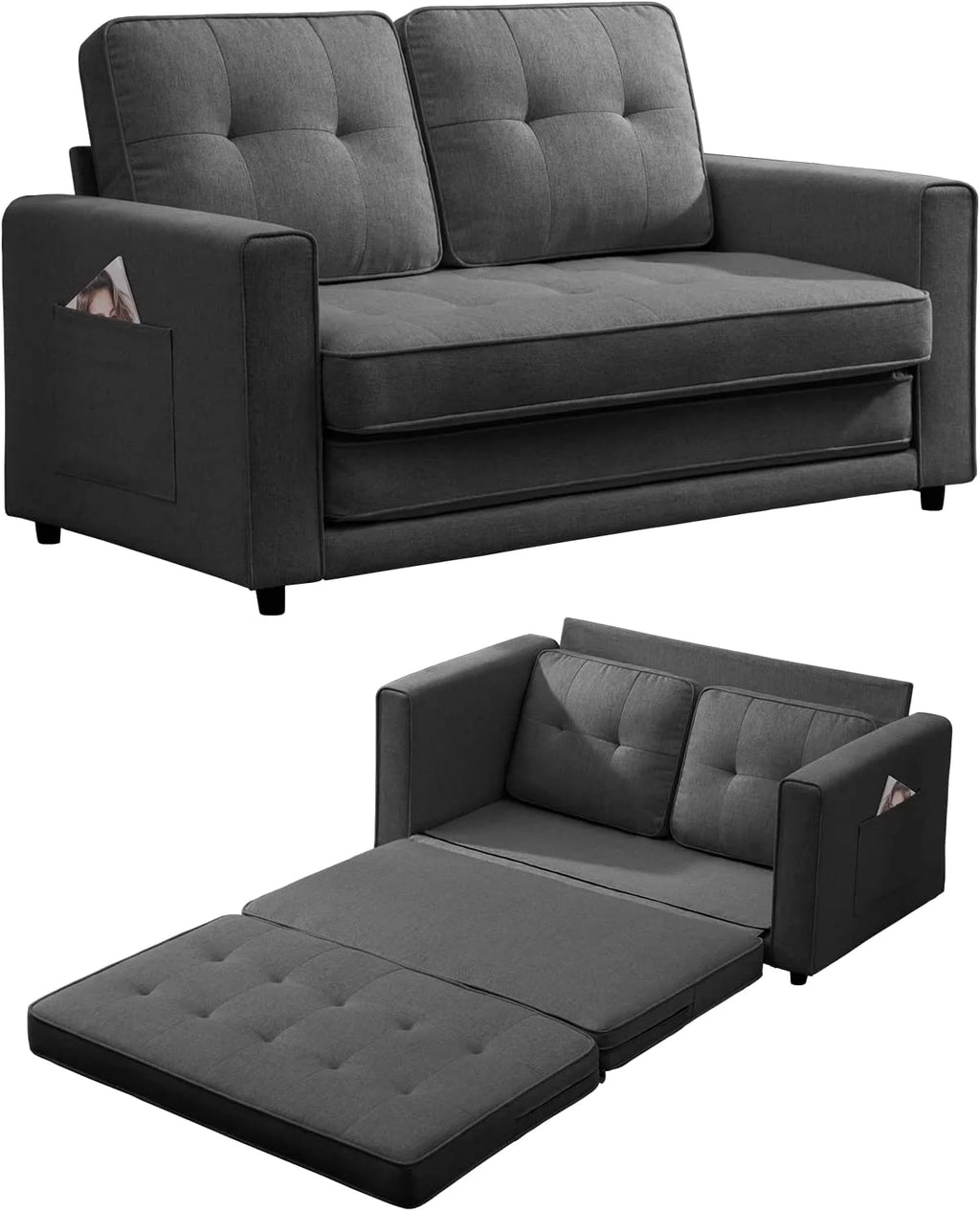 Dark Grey 3-in-1 Sleeper Sofa Bed G827451