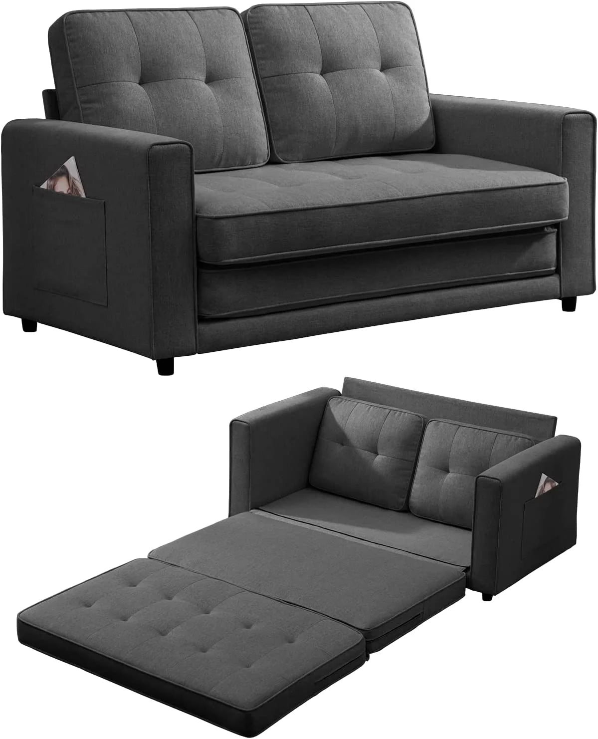 Dark Grey 3-in-1 Sleeper Sofa Bed G827451