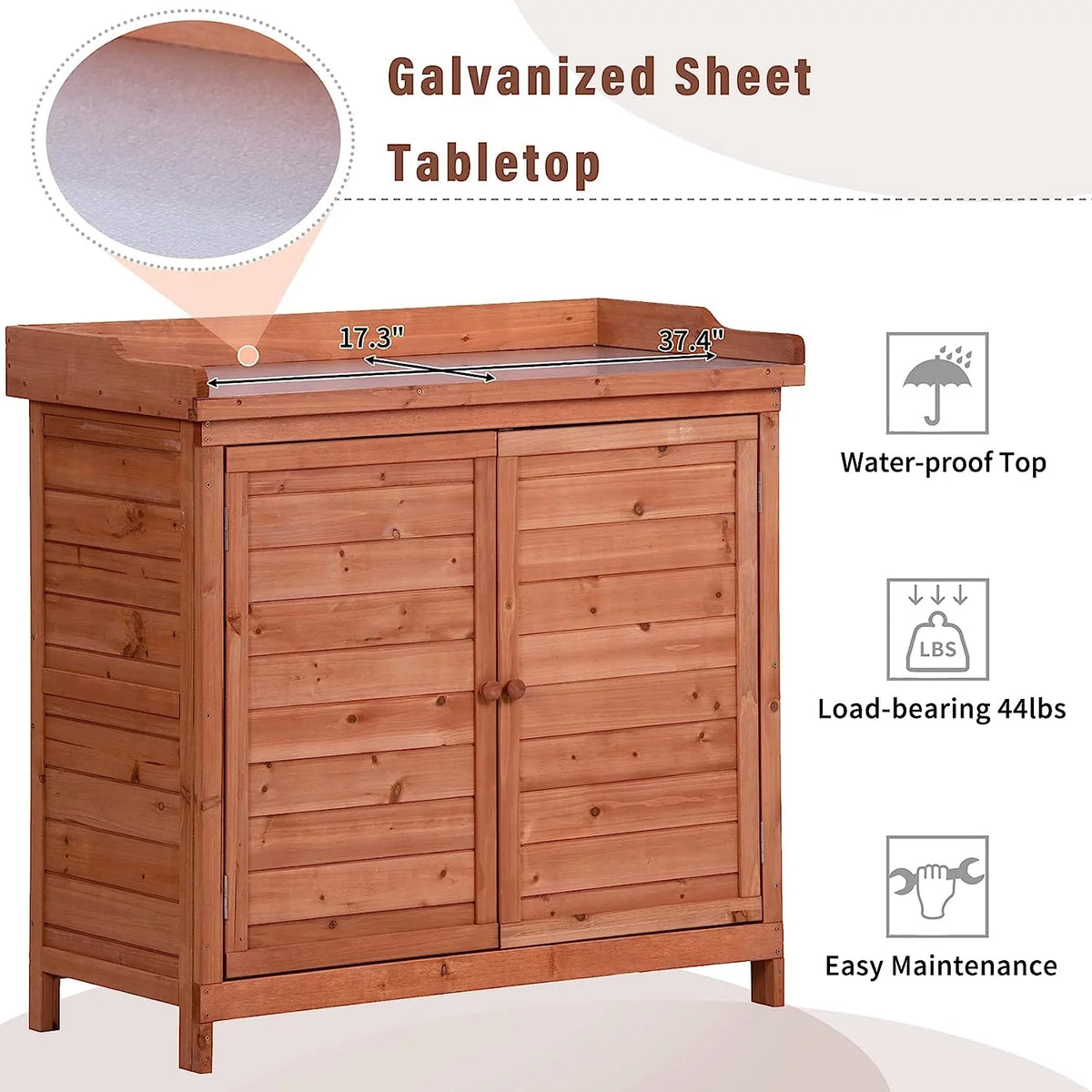Waterproof Wooden Outdoor Storage Shed with Floor and Shelves B8156