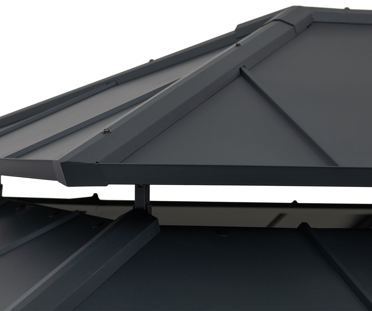 12x16 ft. Steel Hardtop Gazebo with 2-tier Metal Roof Q28148