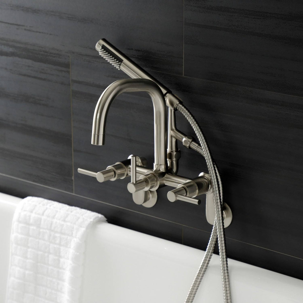 Brushed Nickel Wall Mount Clawfoot Tub Faucet X8967