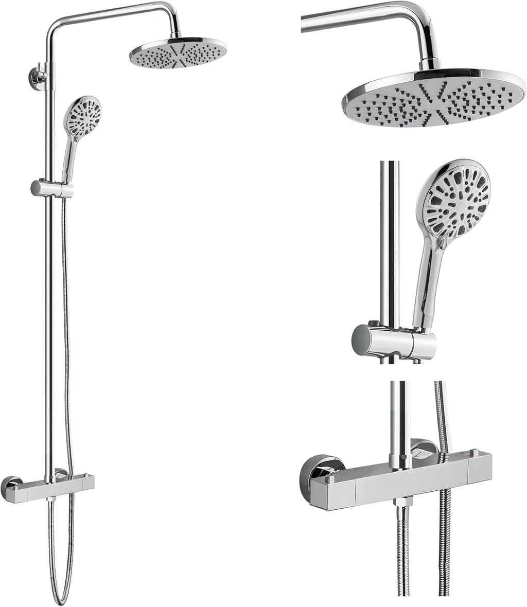8 Inch Rainfall Shower Head with Handheld Spray Combo Set T526