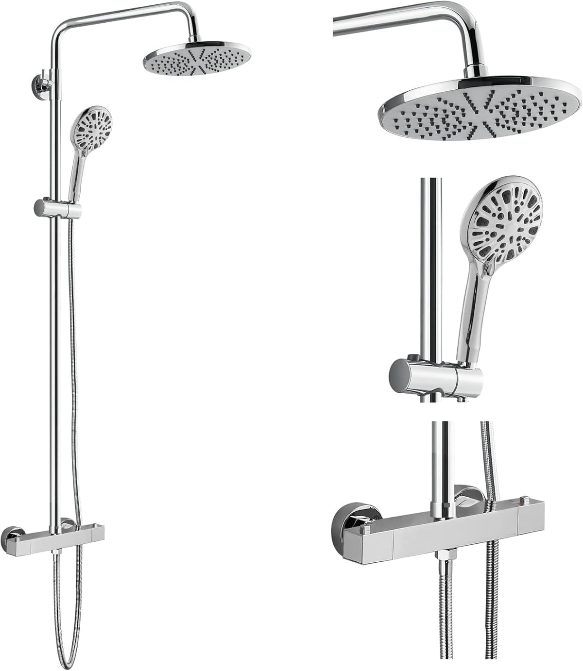 8 Inch Rainfall Shower Head with Handheld Spray Combo Set T526