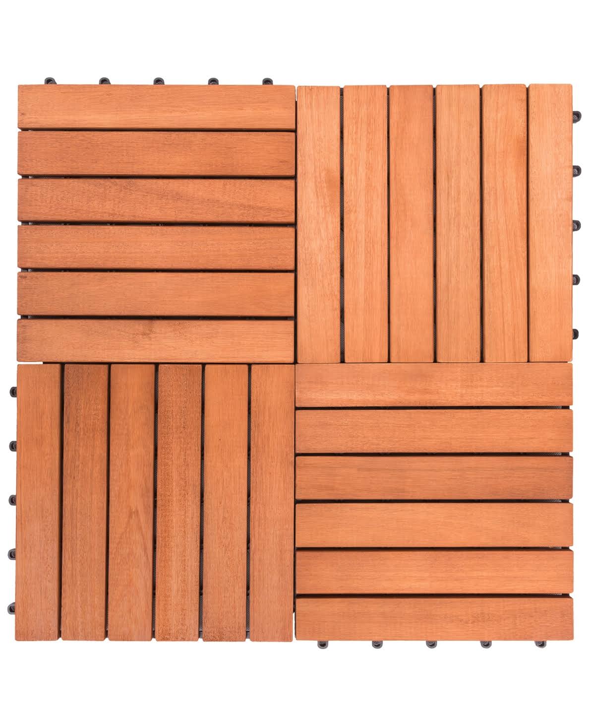 FSC Eucalyptus Interlocking Deck Tile 6 Slats Set of 10 H783