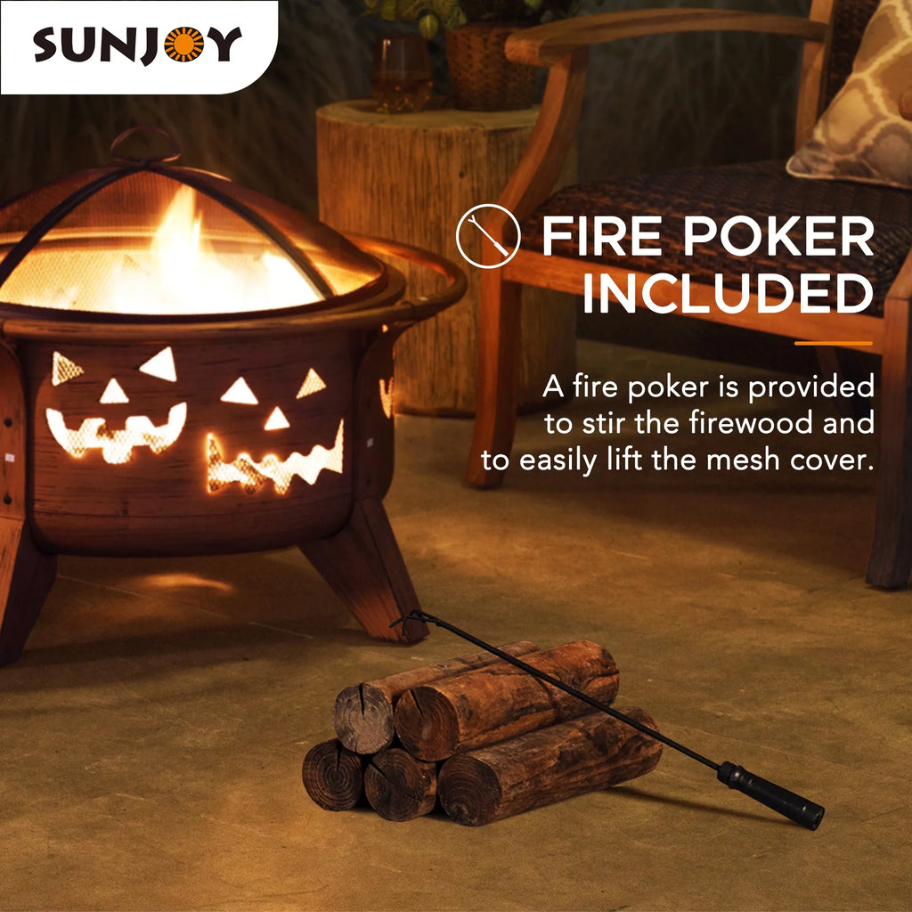 30 in. Outdoor Wood-Burning Steel Fire Pit with Spark Screen and Poker X8121