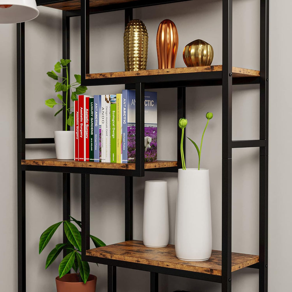 6-Shelf Industrial Etagere Bookcase with Metal Frame M70670