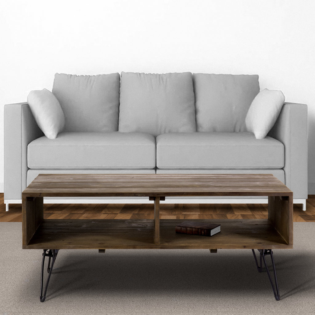 Rustic Farmhouse Coffee Table with Storage E5215