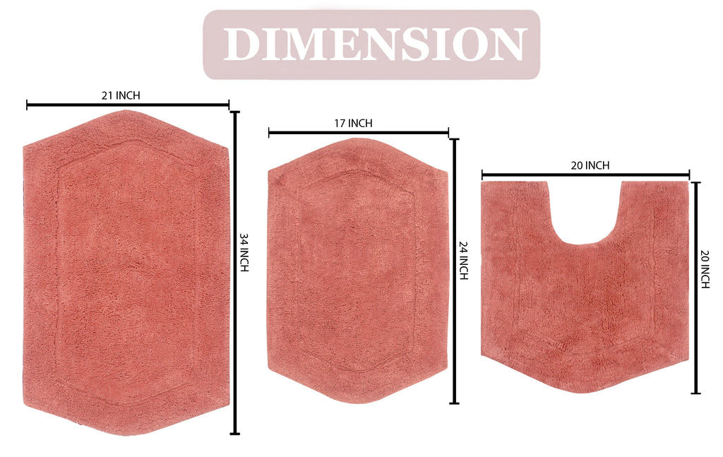 100% Cotton Tufted Non-Slip Bath Rug 3 Piece Set with Contour R81522