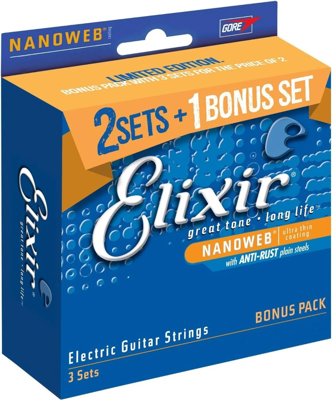 Set of 3 Nickel Plated Steel Electric Guitar Strings B845017