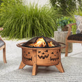 30 in. Outdoor Wood-Burning Steel Fire Pit with Spark Screen and Poker X8121