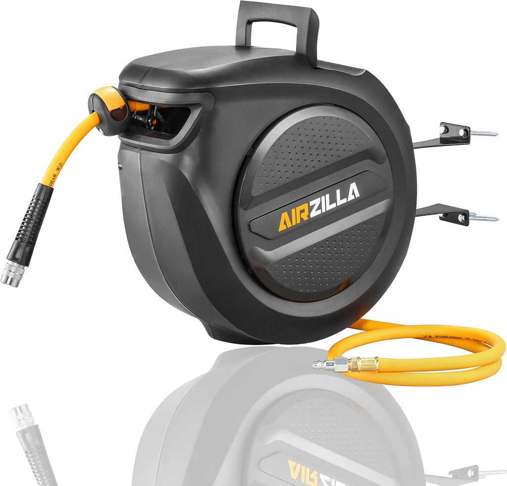 Retractable Air Hose Reel 3/8" x 50 ft Flex Hybrid Air Hose, 300PSI, Pack of 2 U9122