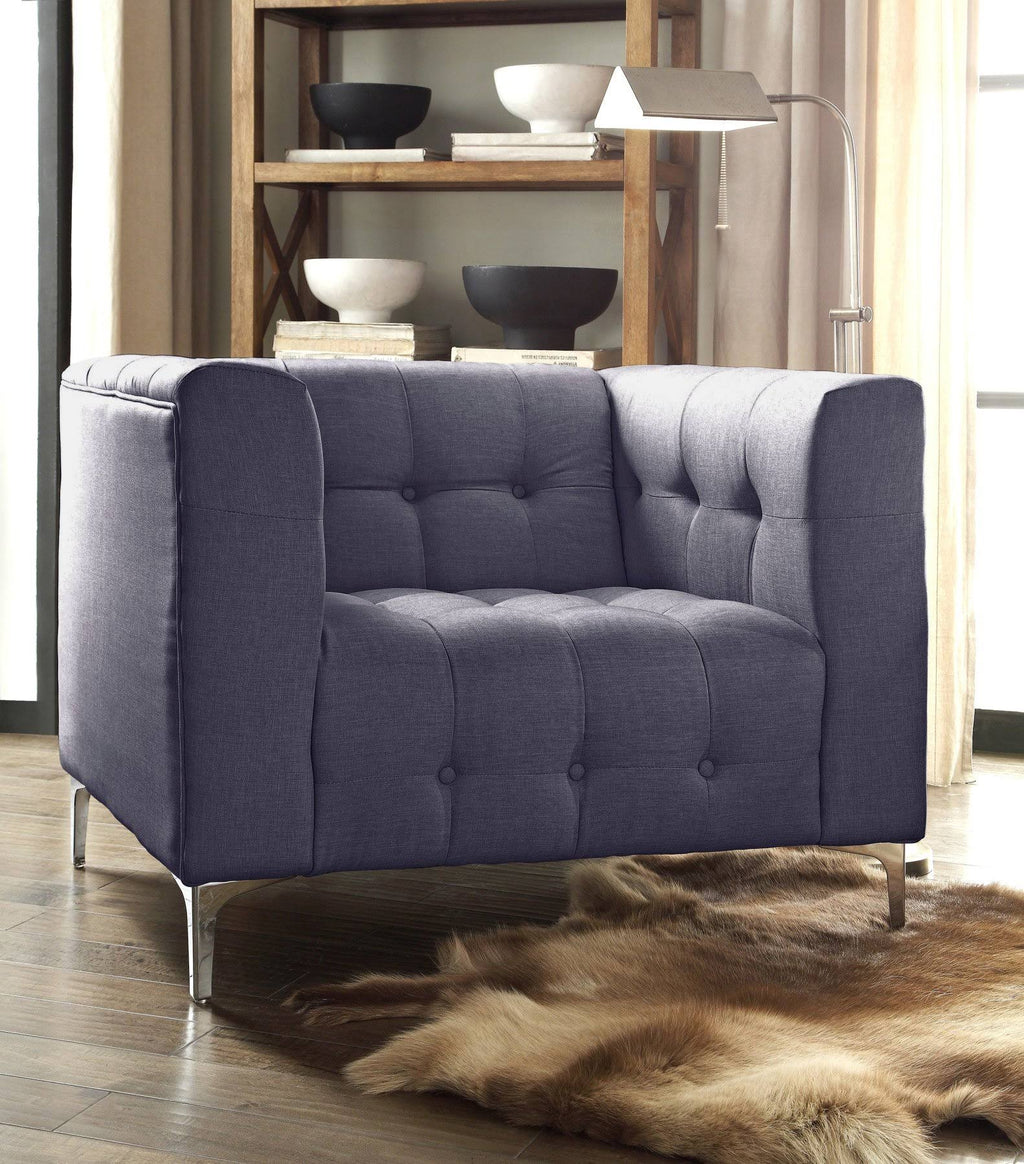 Grey Fabric Tufted Club Chair J202