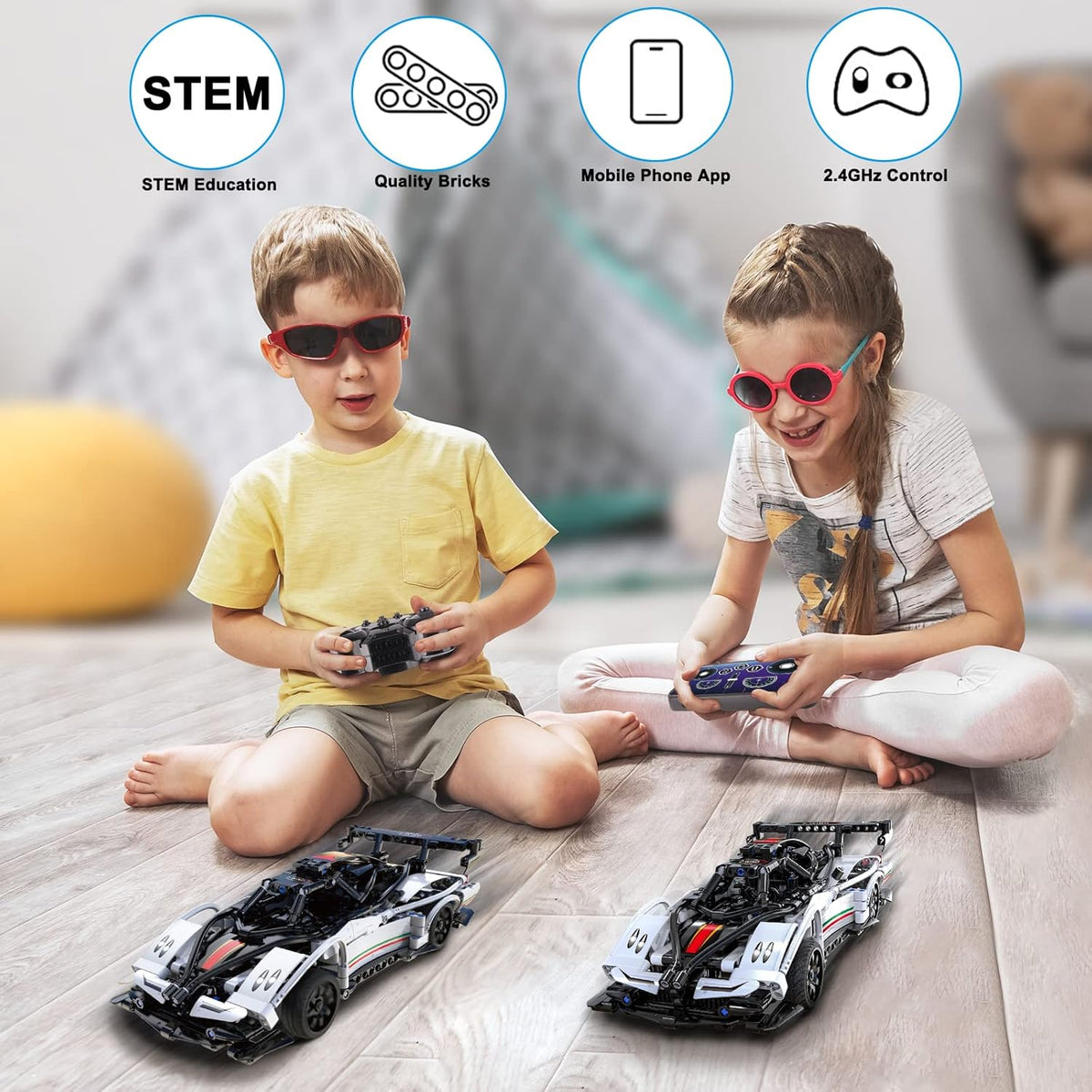 Rechargeable RC & APP Controlled Model Car Building Kit U21412